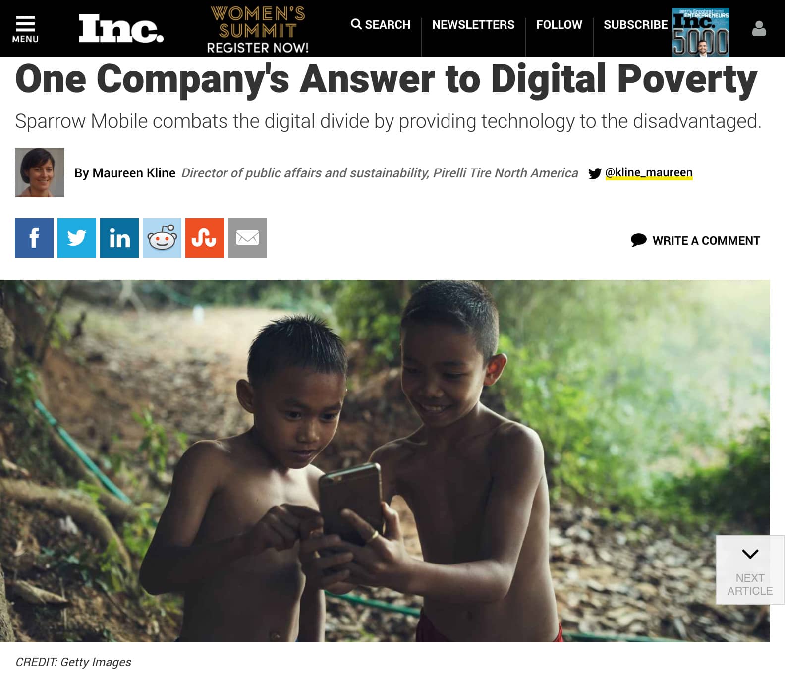 Inc Magazine - One Company's Answer to Digital Poverty