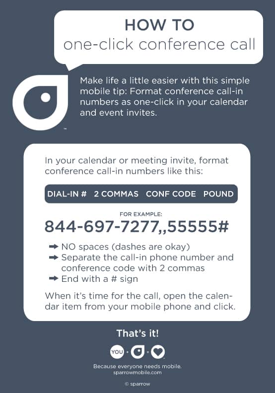 How to format a one-click conference call